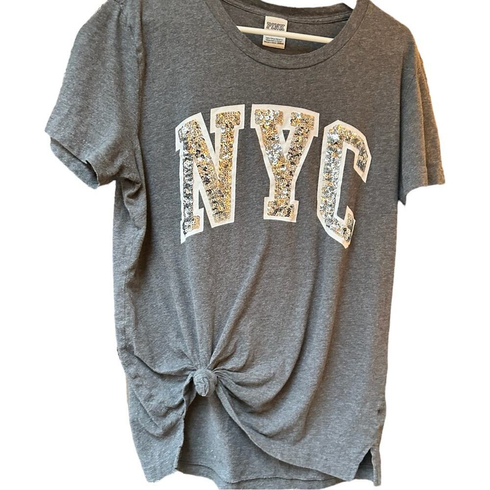 Pink Victoria’s Secret Bling Silver Sequence Tee Shirt Vintage Size Medium